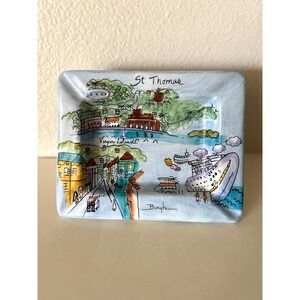 Hand Painted St. Thomas Ashtray, Signed Nautical Souvenir